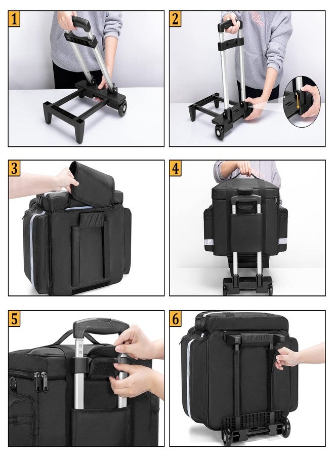 داميرو حقيبة داميرو الطبية بعجلات قابلة للفصل، حقيبة معدات طبية مزودة بجيوب وفواصل قابلة للإزالة، حقيبة إسعافات أولية فارغة لممرضات الرعاية الصحية المنزلية والأطباء وفنيي الطوارئ الطبية وخدمات الطوارئ الطبية، لون أسود - Image 5